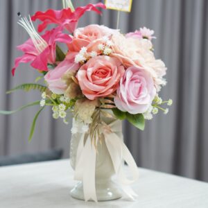 ช่อดอกไม้เทียม A12 ในแจกันเซรามิค Nano Florist