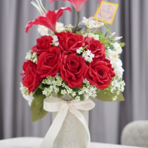 ช่อดอกไม้เทียม A17 ในแจกันเซรามิค Nano Florist