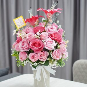 ช่อดอกไม้เทียม A9 ในแจกันเซรามิค Nano Florist
