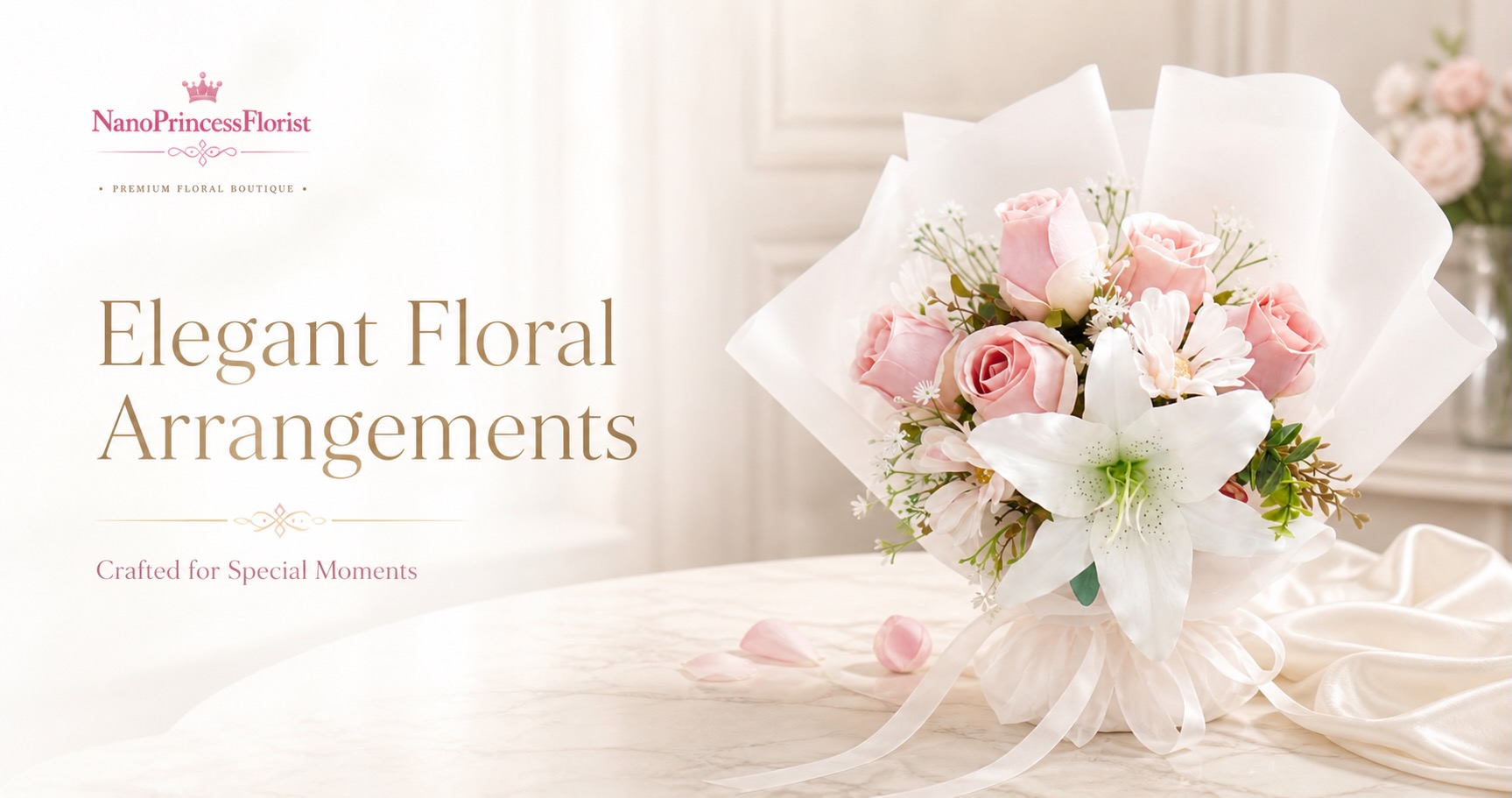 Nano Princess Florist Elegant Floral Arrangements ช่อดอกไม้พรีเมียม